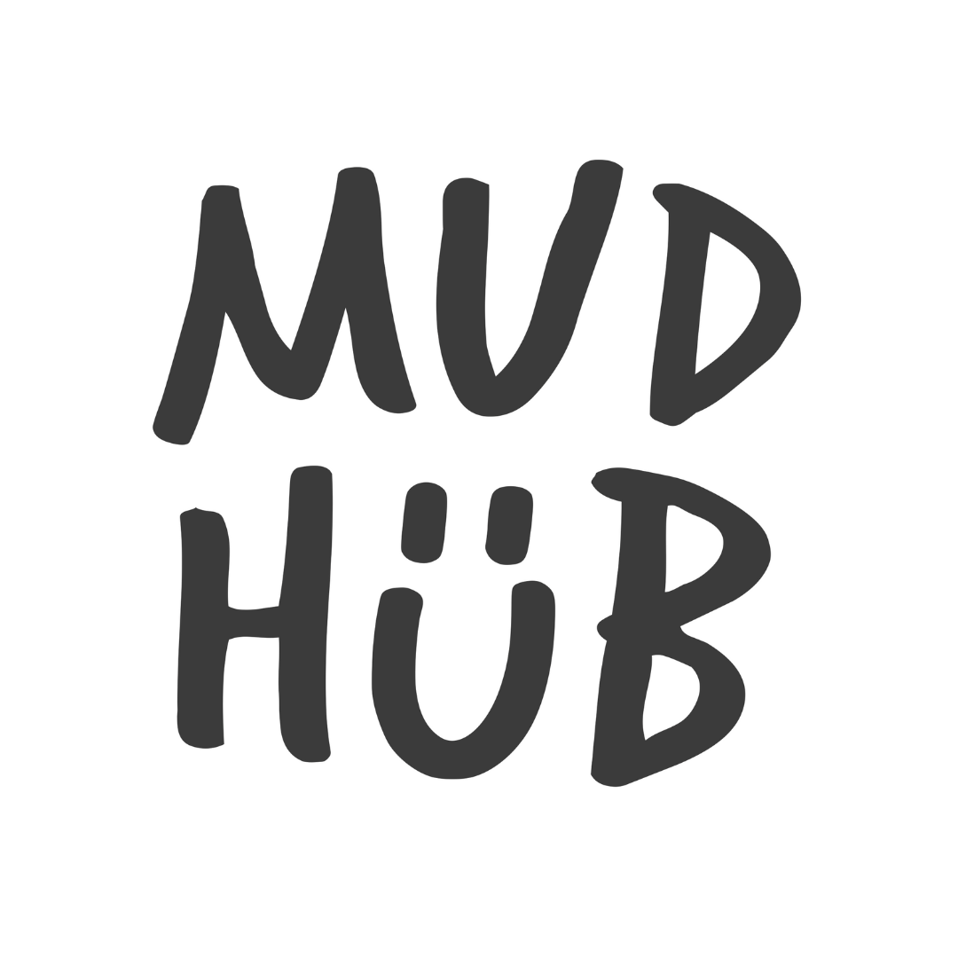 Mud Hub Community Pottery logo. Font in black, background in white